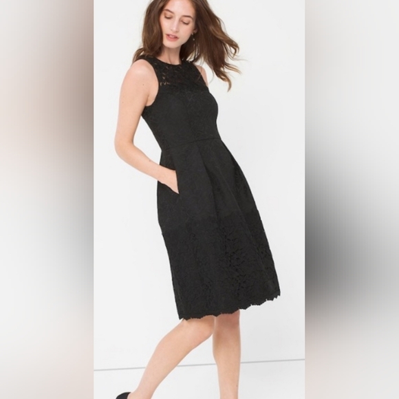 White House Black Market Dresses & Skirts - White House Black Market Fit and Flare Jacquard Lace Dress